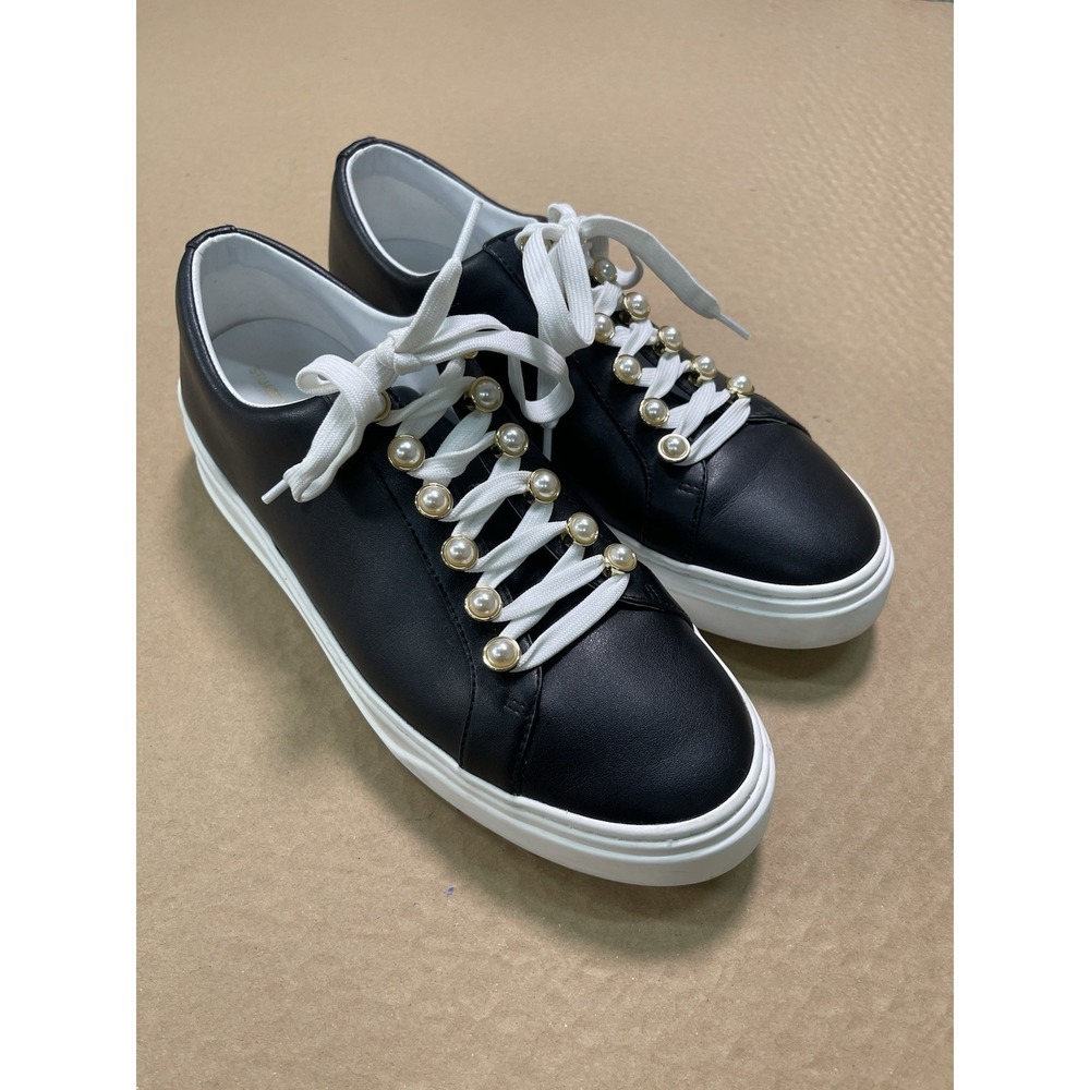 Stuart Weitzman Women's Black Excelsa Embellished Leather Sneakers size 10B 40.5